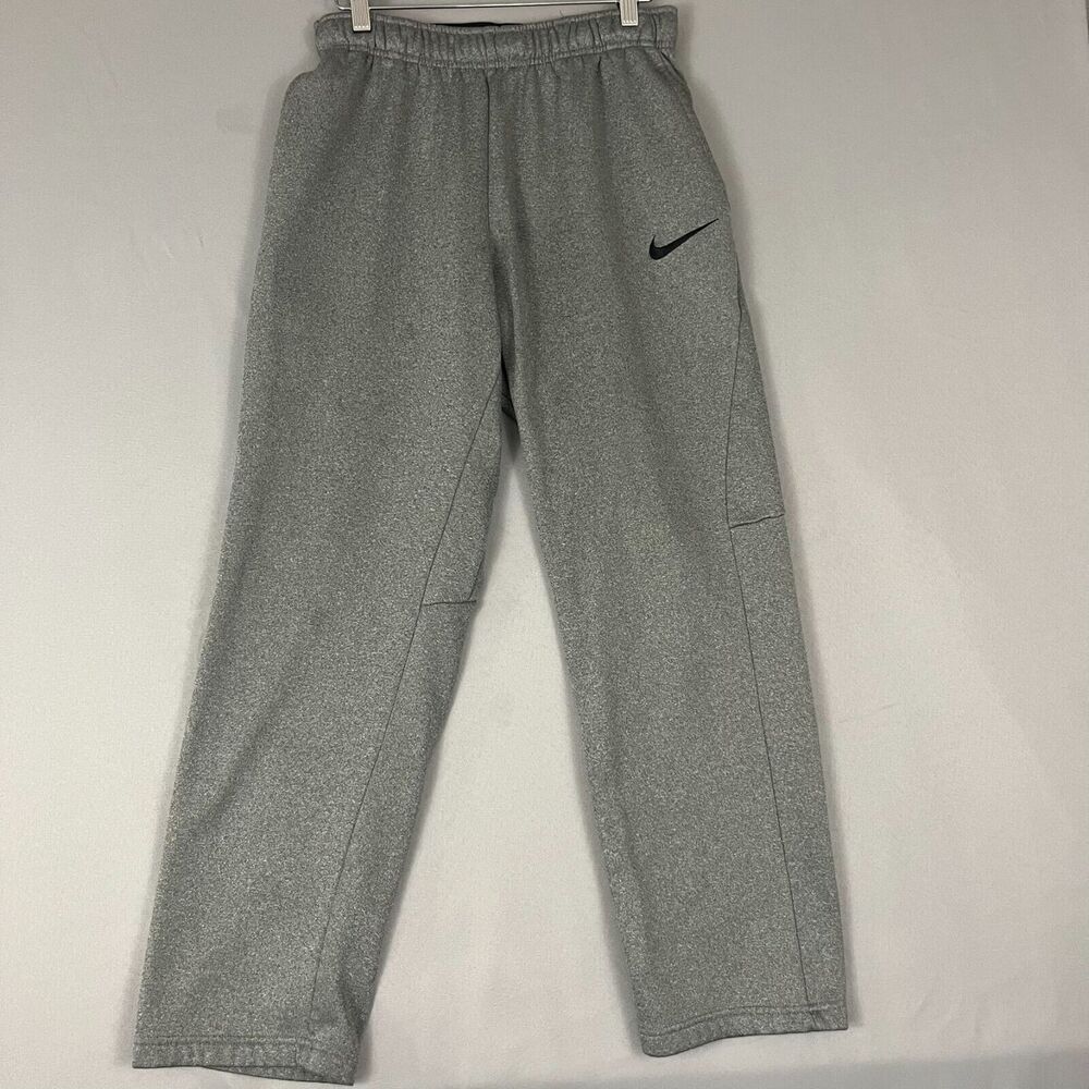 Nike Dri-Fit Sweatpants Men's Medium Heather Gray Fleece‎ Lined Pockets Fitness